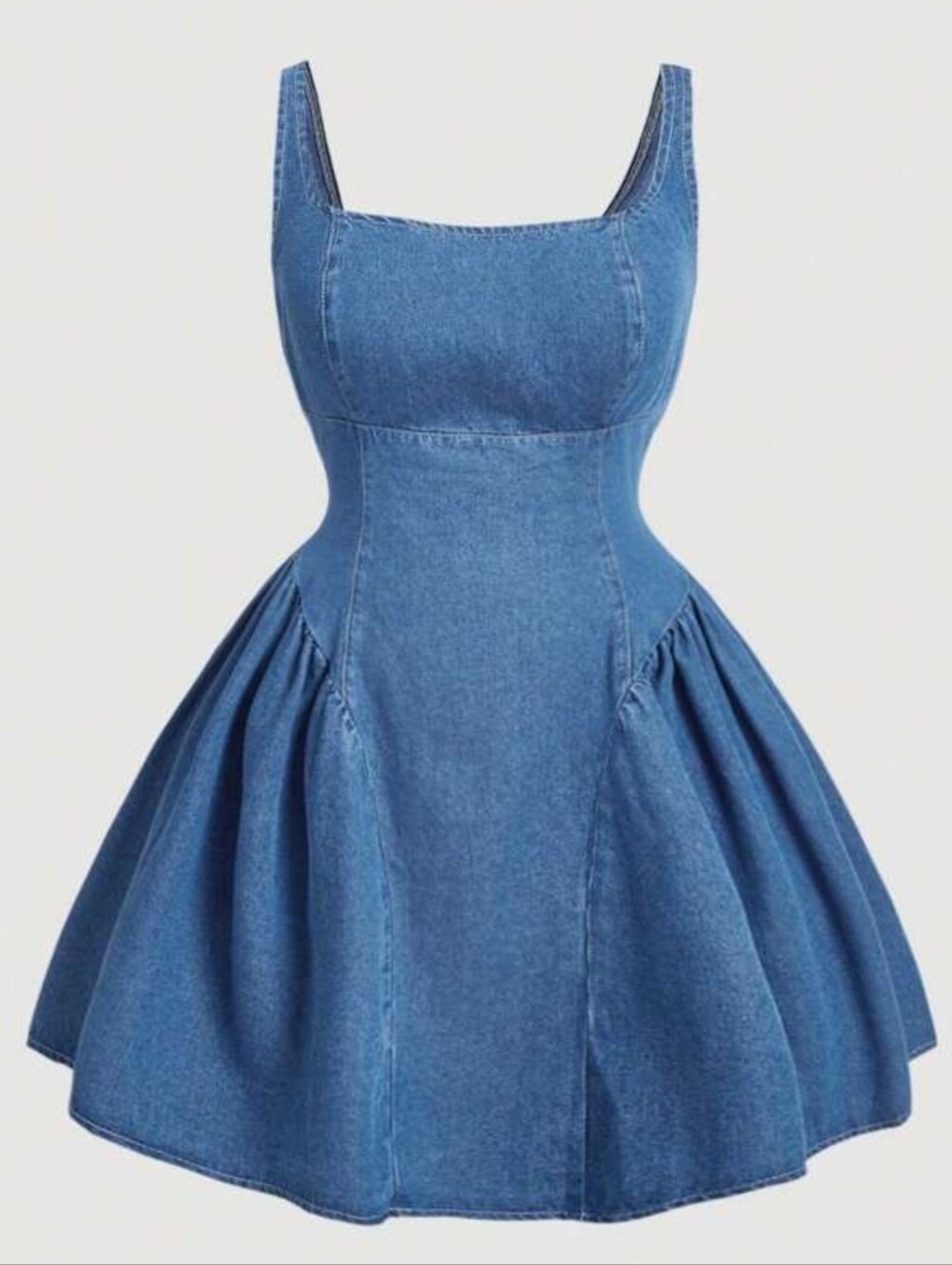 Blue Fit-and-Flare Mini Dress